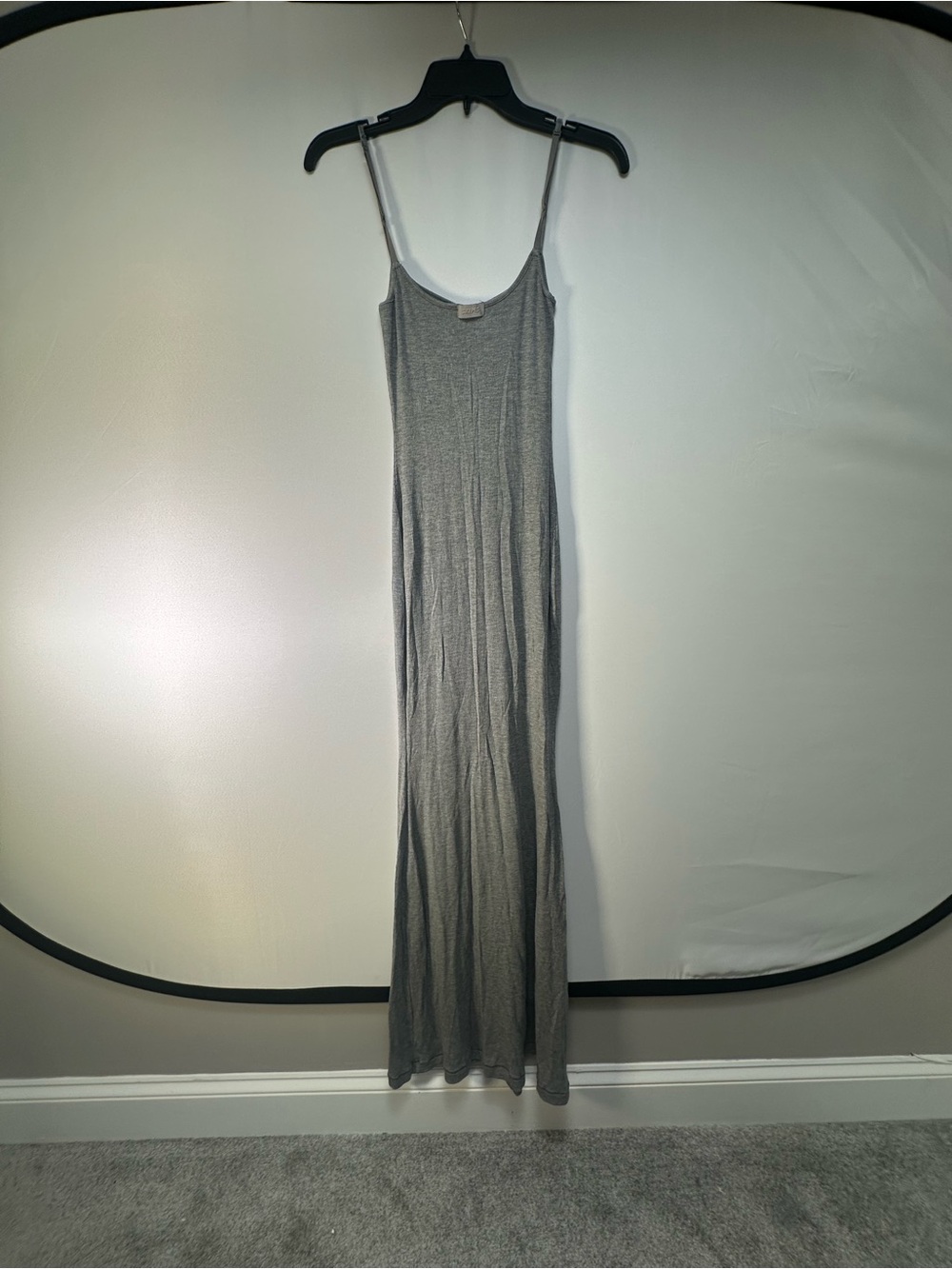 SKIMS Grey Ribbed Spaghetti-Strap Maxi Dress - Picture 5 of 5